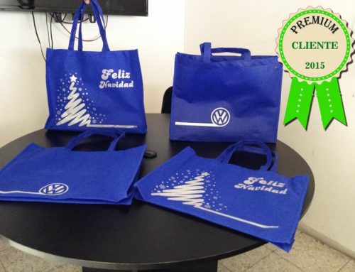 Bolsas Ecologicas azules impresas color plata VW de Mexico Planta Puebla CLIENTE PREMIUM