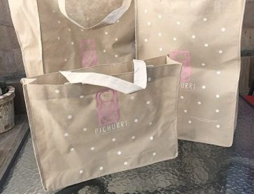 Pack de 3 tamaños de bolsas ecologicas color beige 1 tinta Puebla