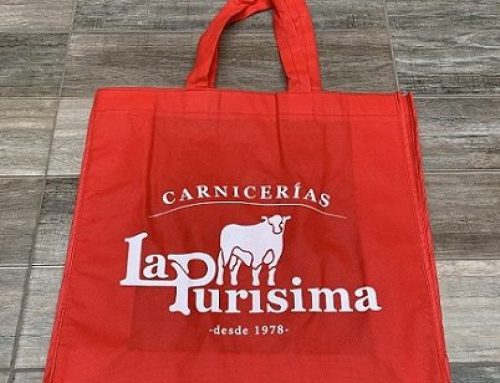Bolsas ecologicas con fuelle rojas impresas 1 tinta Queretaro