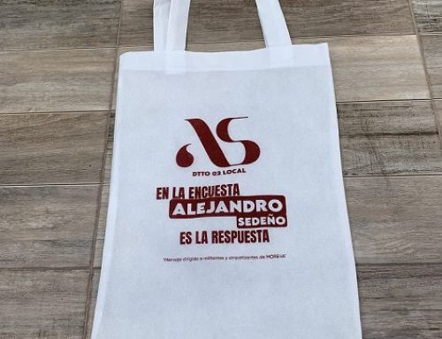 Bolsas ecologicas blancas sin fuelles impresas 1 tinta Puebla