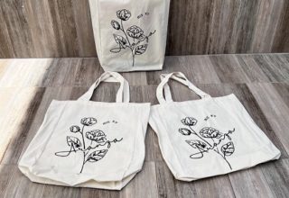 Bolsas de manta cruda impresas con fuelle Puebla