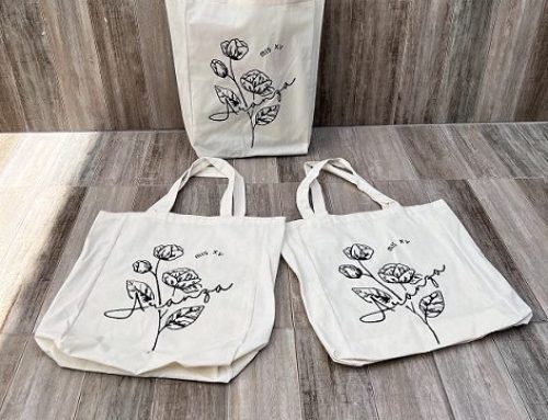 Bolsas de manta cruda impresas con fuelle Puebla