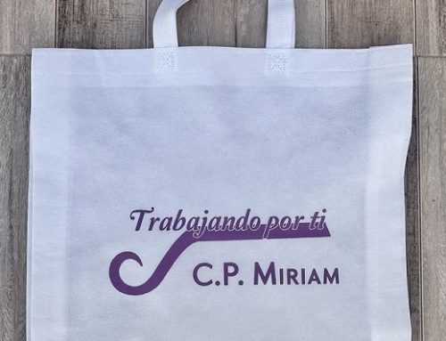 Bolsa ecologica blanca con fuelle impresa 2 tintas Puebla